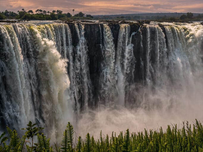A scenic view of Victoria Falls from the Zambia side.