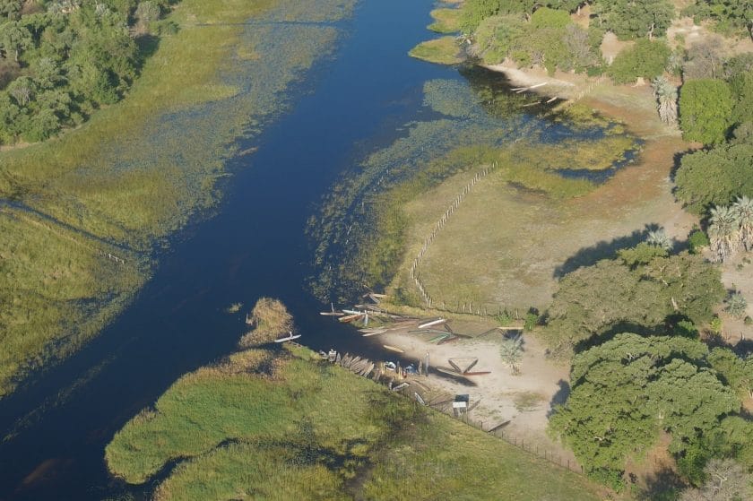 Aerial view of the Okavango Delta, Botswana.
