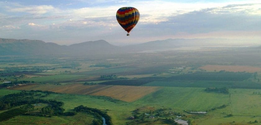 Hot air balloon over the cradle of humankind