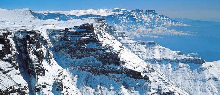 snow in the drakensberg on a hike