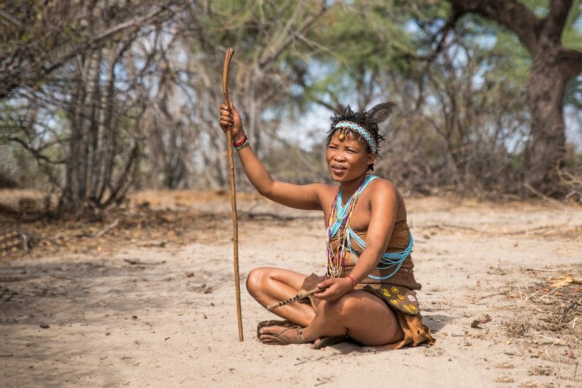 San woman in Makgadigadi, Botswana.