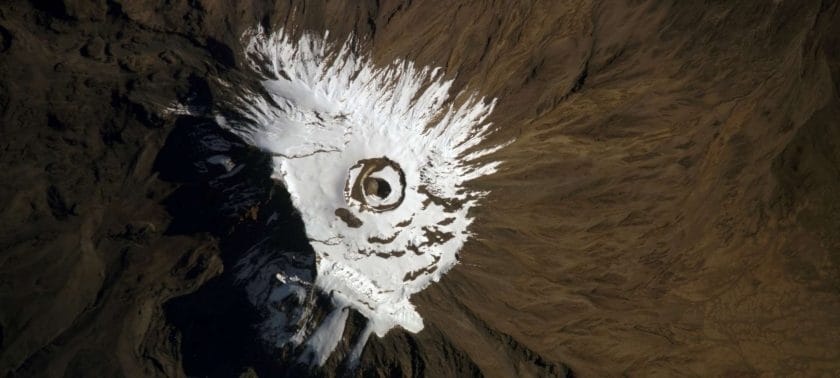 An aerial view of Mount Kilimanjaro