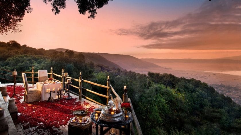 A romantic view of Ngorongoro Crater from andBeyond | Tanzania Honeymoon