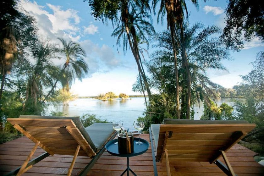 Deck at luxury lodge in Zambia | Photo credits: Thorntree River Lodge..