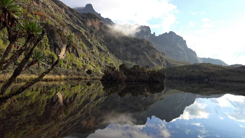 View of the Rwenzori Mountains in Uganda