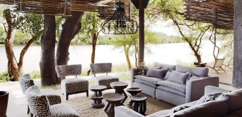 Outdoor seating at a luxury lodge, Zimbabwe | Photo credits: Matetsi River Lodge