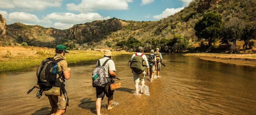 Walking safari in Botswana.