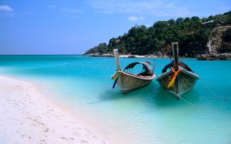 Zanzibar beach with wooden boats