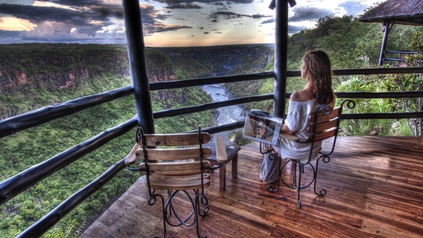 Balcony at a luxury lodge, Zimbabwe | Photo credits: Victoria Falls Safari Lodge