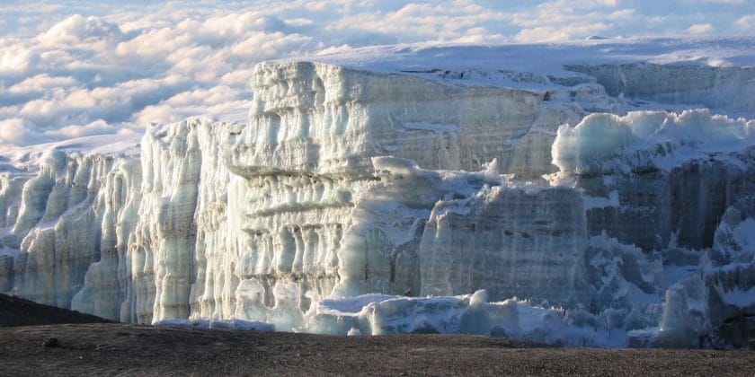 Glaciers on Mount Kilimanjaro.