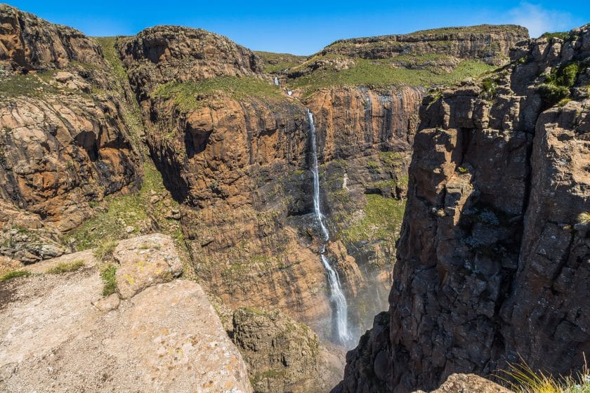Above: Waterfall at the top of Sentinel Hike, Drakensberg in South Africa