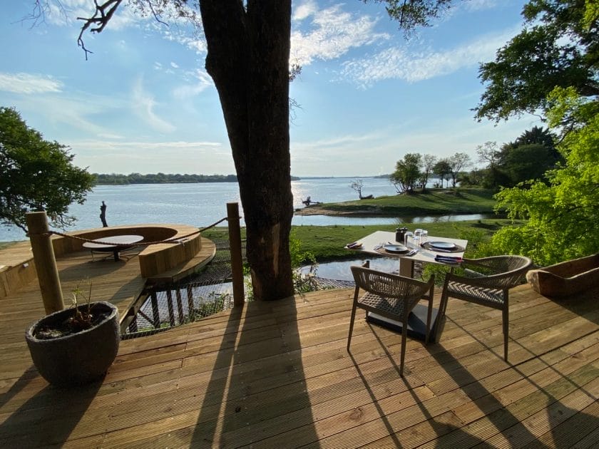 View from Victoria Falls River Lodge over the river