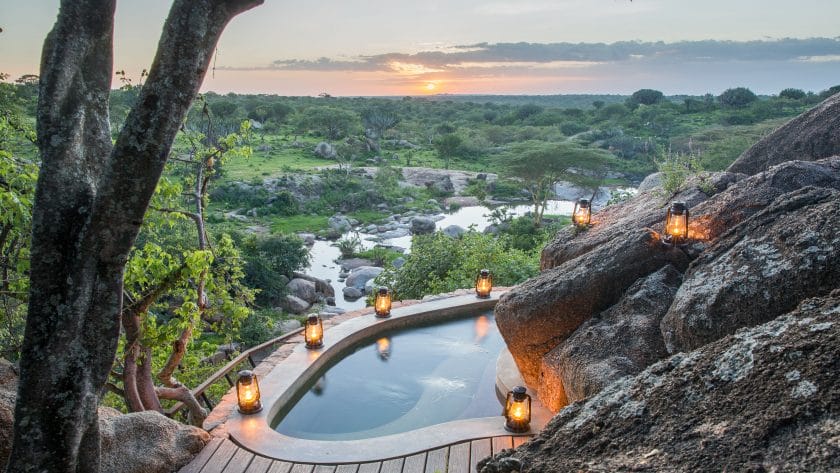 Plunge pool at luxury lodge, Tanzania | Photo credits: Mwiba Lodge