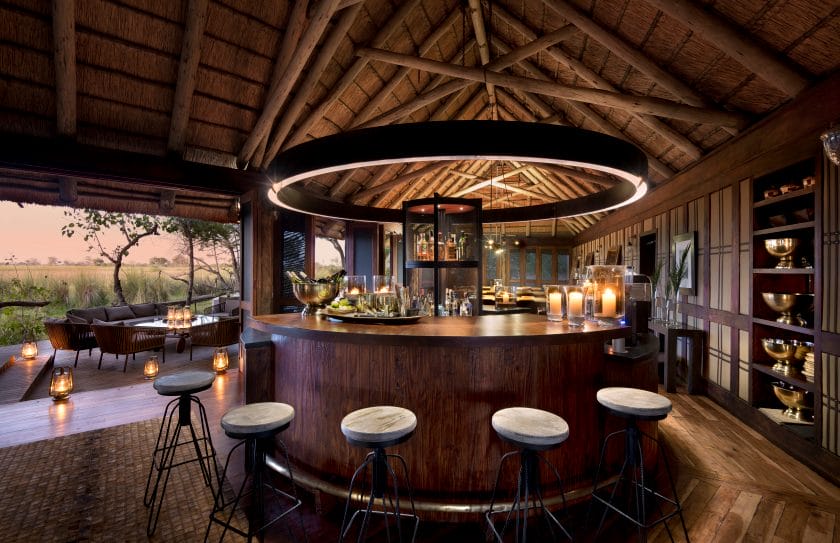 Bar area at a luxury lodge in the Okavango Delta | Photo credits: Nxabega Okavango Tented Camp