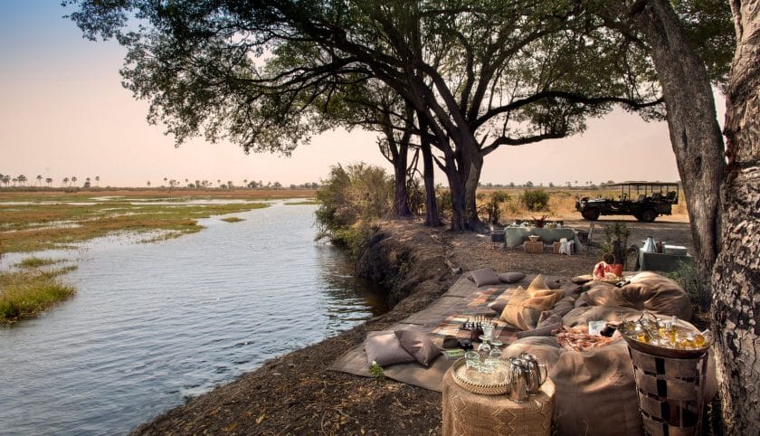 Waterside lunch in the Okavango Delta | Photo credits: Sandibe Okavango Safari Lodge
