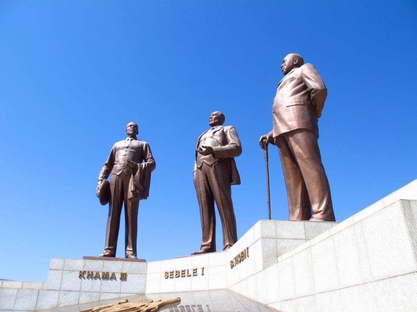 Three Chiefs Statues in Gaborone, Botswana.