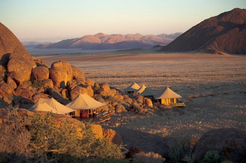 Exterior view of Wolwedans Plains Camp, Namibia | Photo credit: Wolwedans Plains Camp