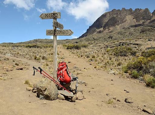 Sign on the northern circuit route of Mount Kilimanjaro, Tanzania.