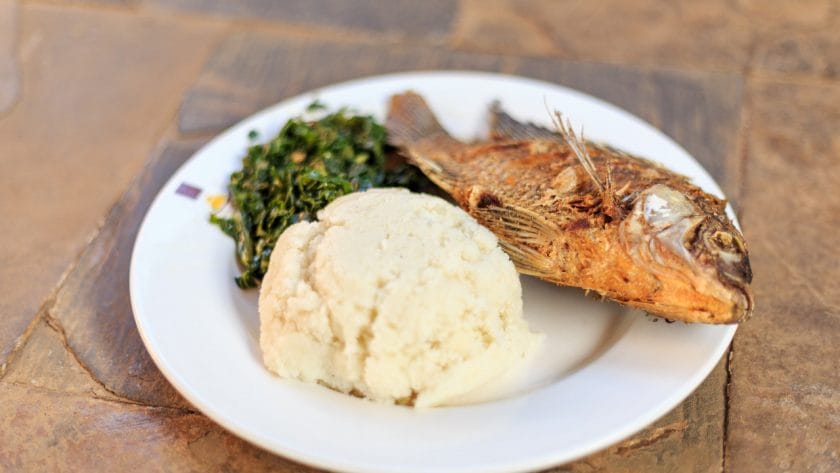 Ugali with Fish and Greens