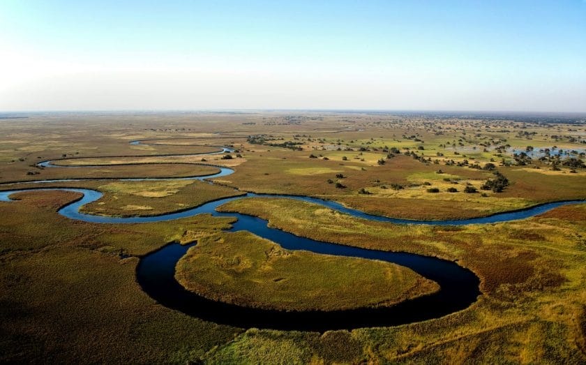 An aerial view of the Okavango Delta, Botswana. Source: Wynand Uys, Unsplash