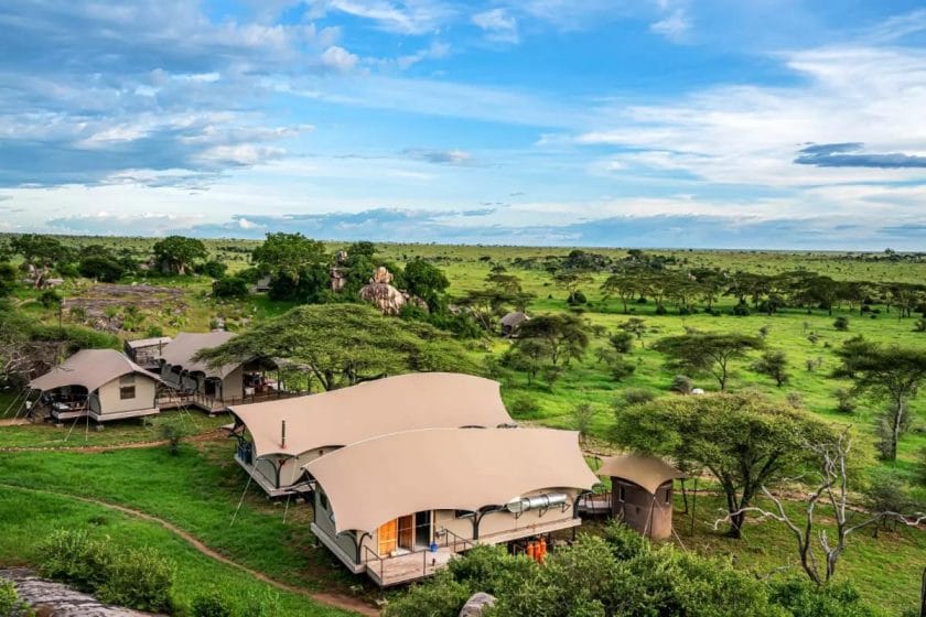 An aerial view of the Lemala Nanyukie camp in Tanzania.