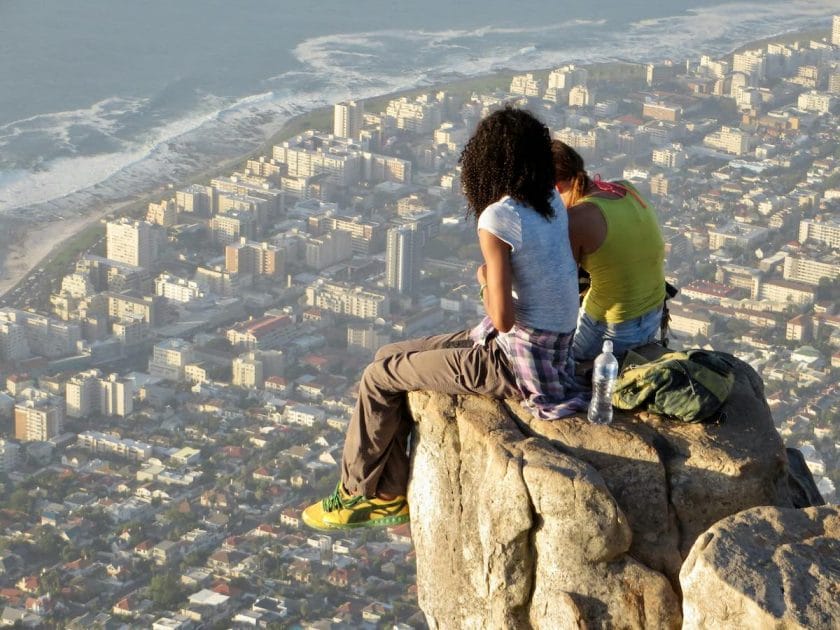 Tourists on Lions Head in Cape Town.
