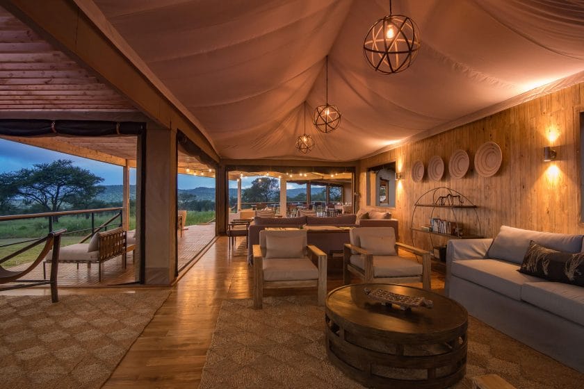 Lounge area at Dunia Camp, Tanzania | Photo credit: Dunia Camp