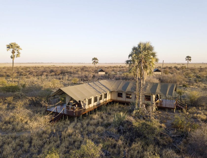 Camp Kalahari in Makgadigadi Pans National Park, Botswana.