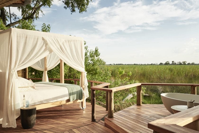 Sky bed at Sanctuary Baines’ Camp in Botswana | Photo credits: Sanctuary Baines’ Camp