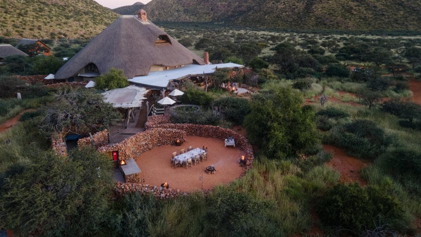 Aerial view of a luxury lodge in South Africa | Photo credits: Tswalu Kalahari